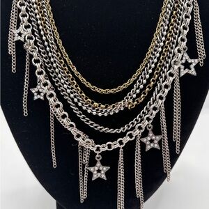 American Eagle Outfitters Starry Multi-Chain Necklace in Silver and Gold
